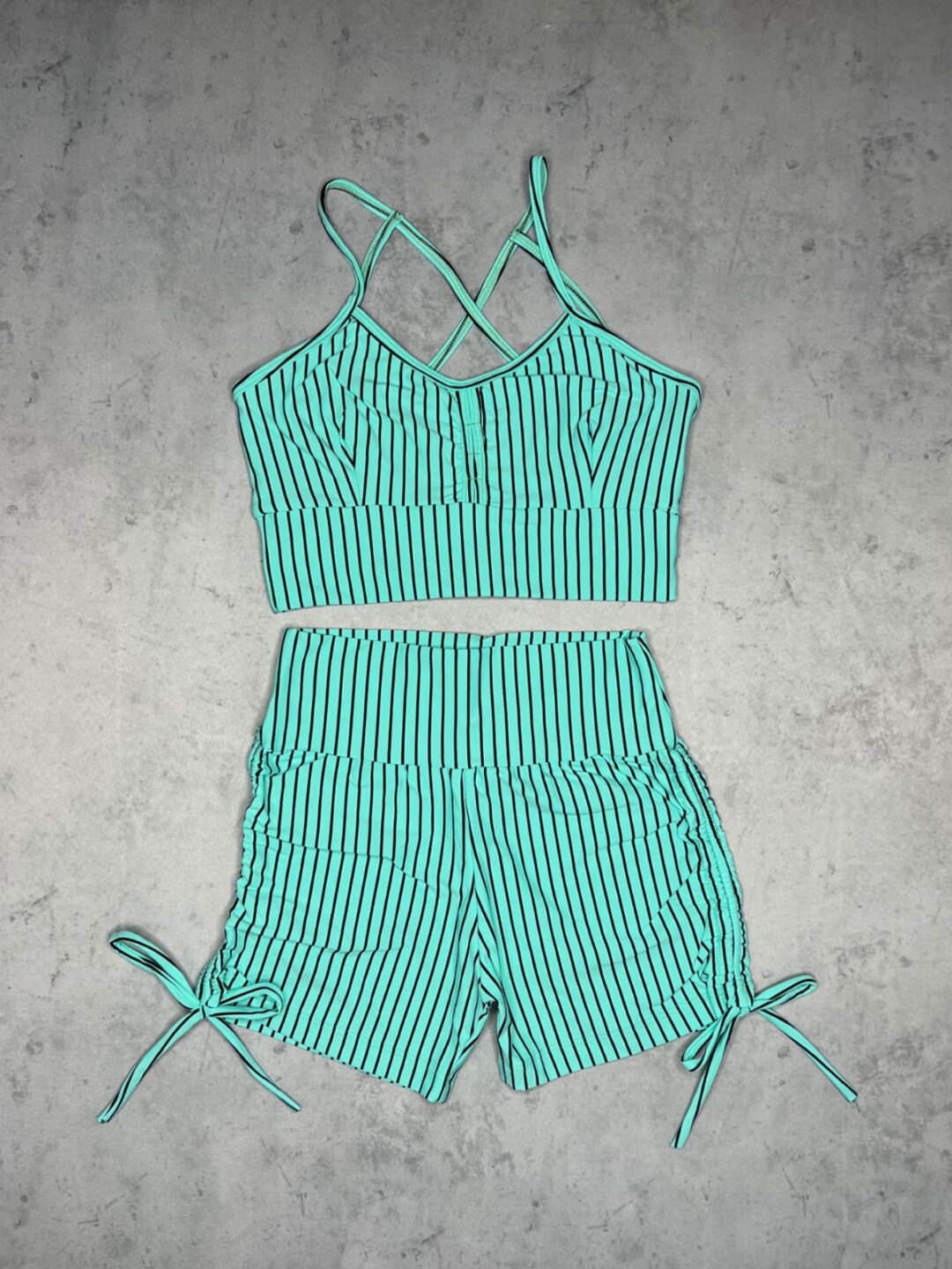 Short Cross + Top Bia Suplex - Listras Verde Tiffany/ Preto
