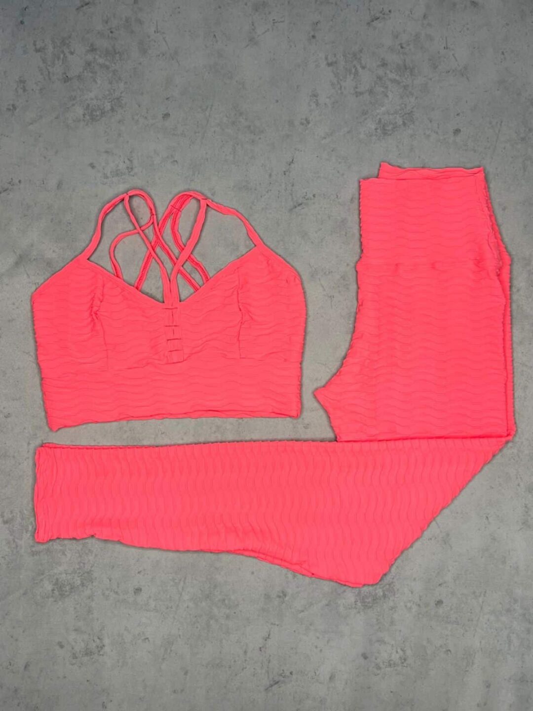 Legging Básica + Top Carol - Textura Ondas Pêssego