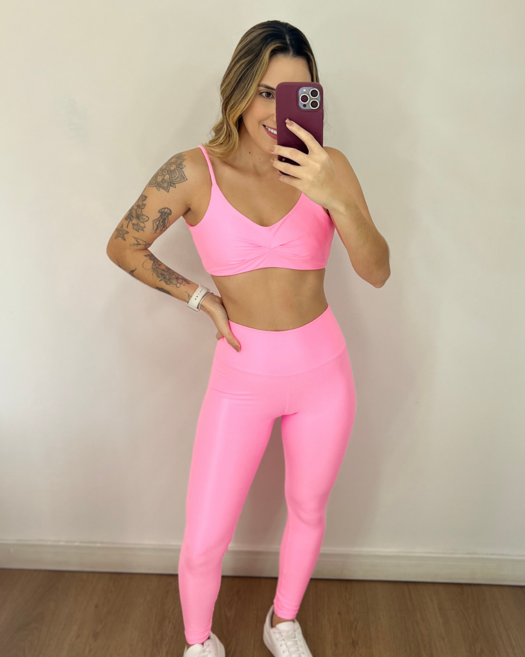 Legging Básica + Top Livia - Compressão Rosa Chiclete