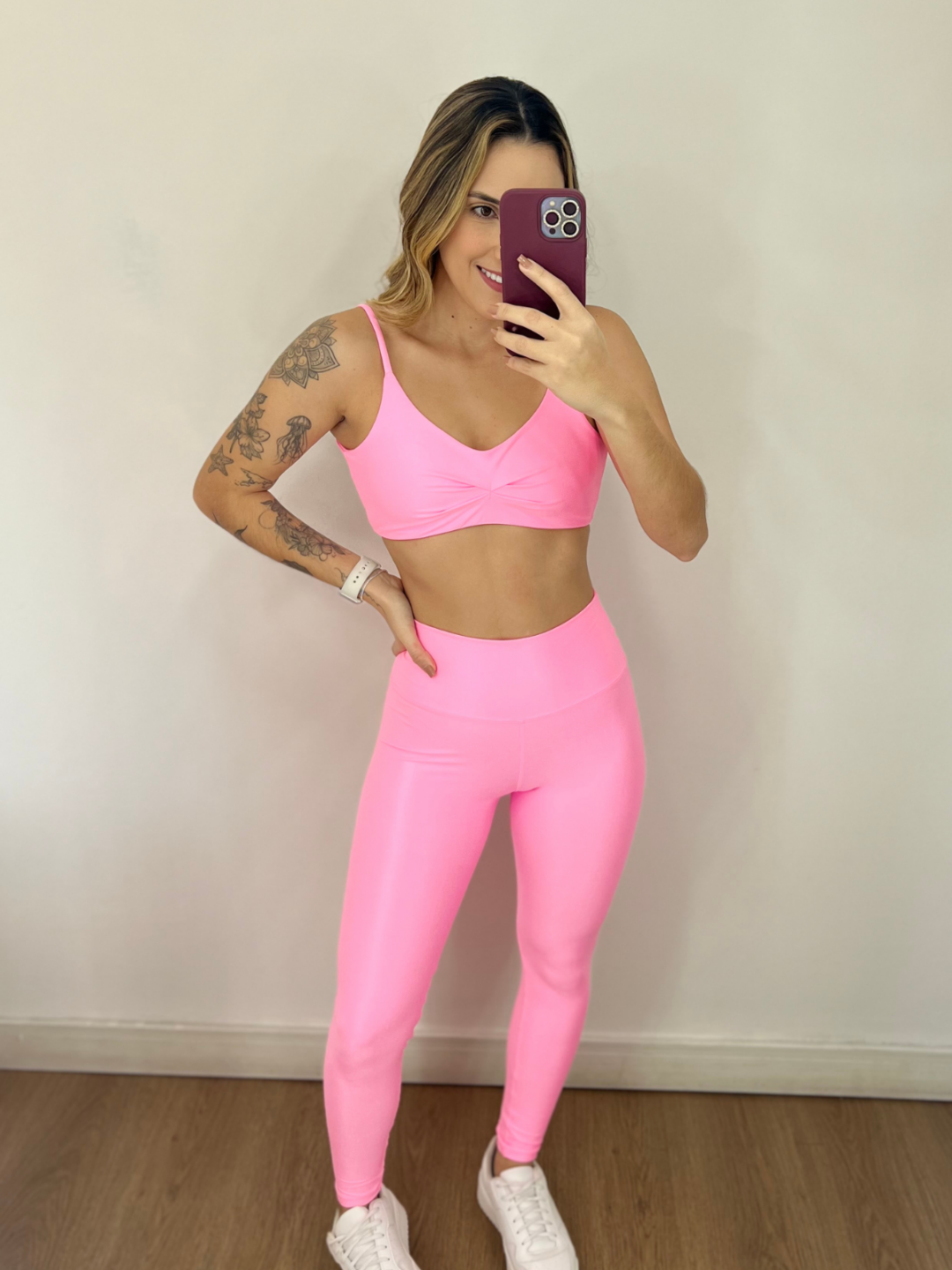 Legging Básica + Top Livia - Compressão Rosa Chiclete