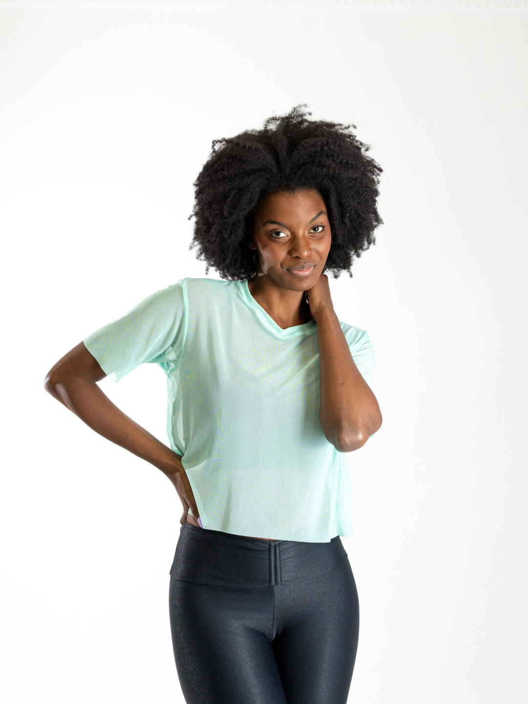 Cropped de Tule - Verde Água