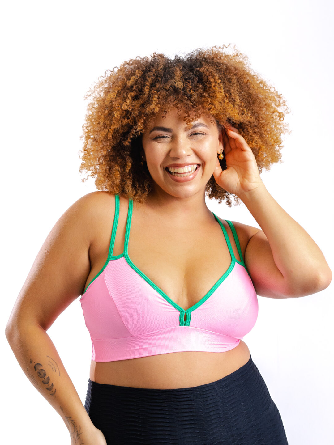 Top Jade Avulso - Compressão Rosa Chiclete/Verde Primavera