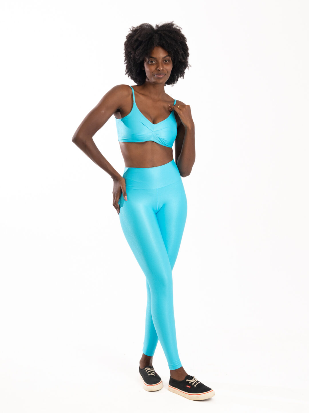 Legging Básica + Top Lívia - Compressão Azul Céu
