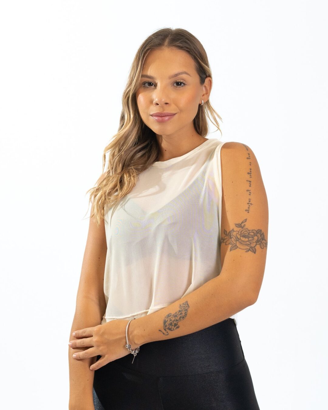 Cropped Regata de Tule - Creme - Único