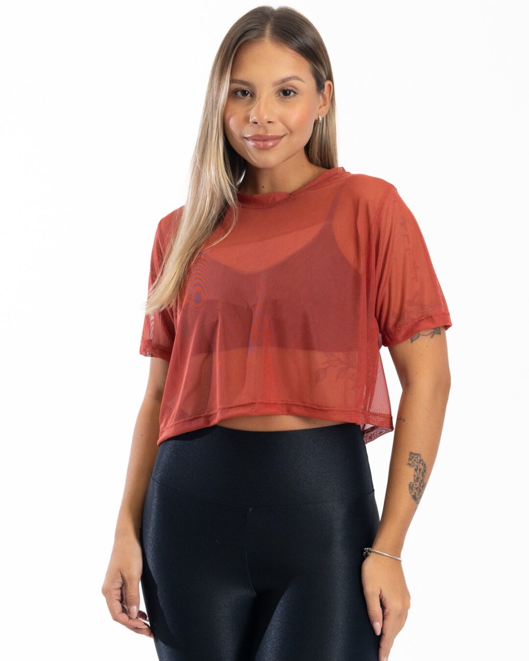 Cropped de Tule - Cobre - Único
