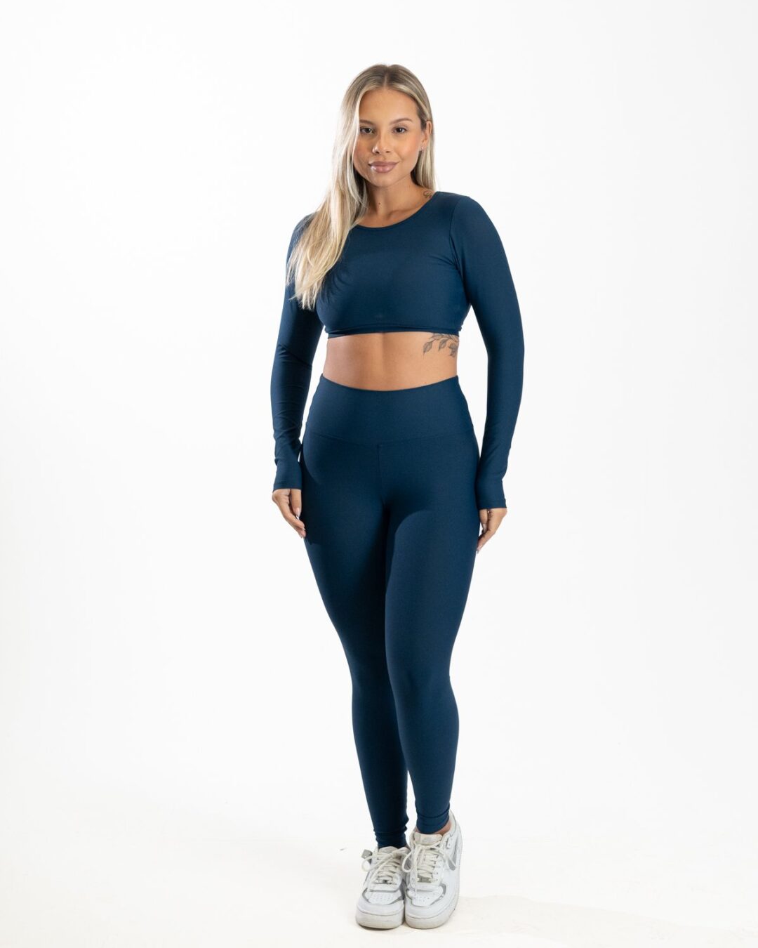 Legging Básica + Top Alice Manga Longa - Light Azul Marinho