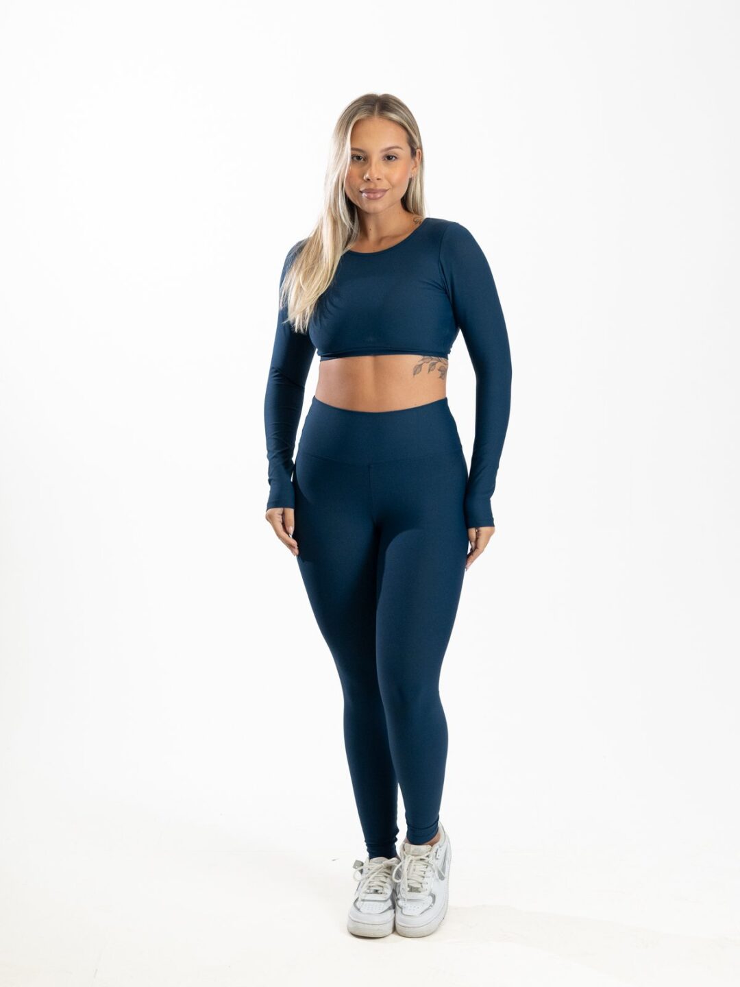 Legging Básica + Top Alice Manga Longa - Light Azul Marinho