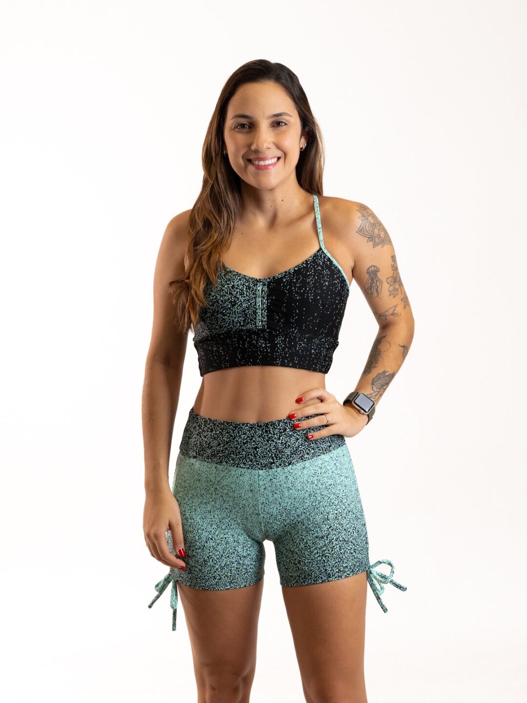 Short Cross + Top Bia - Degradê Verde Água