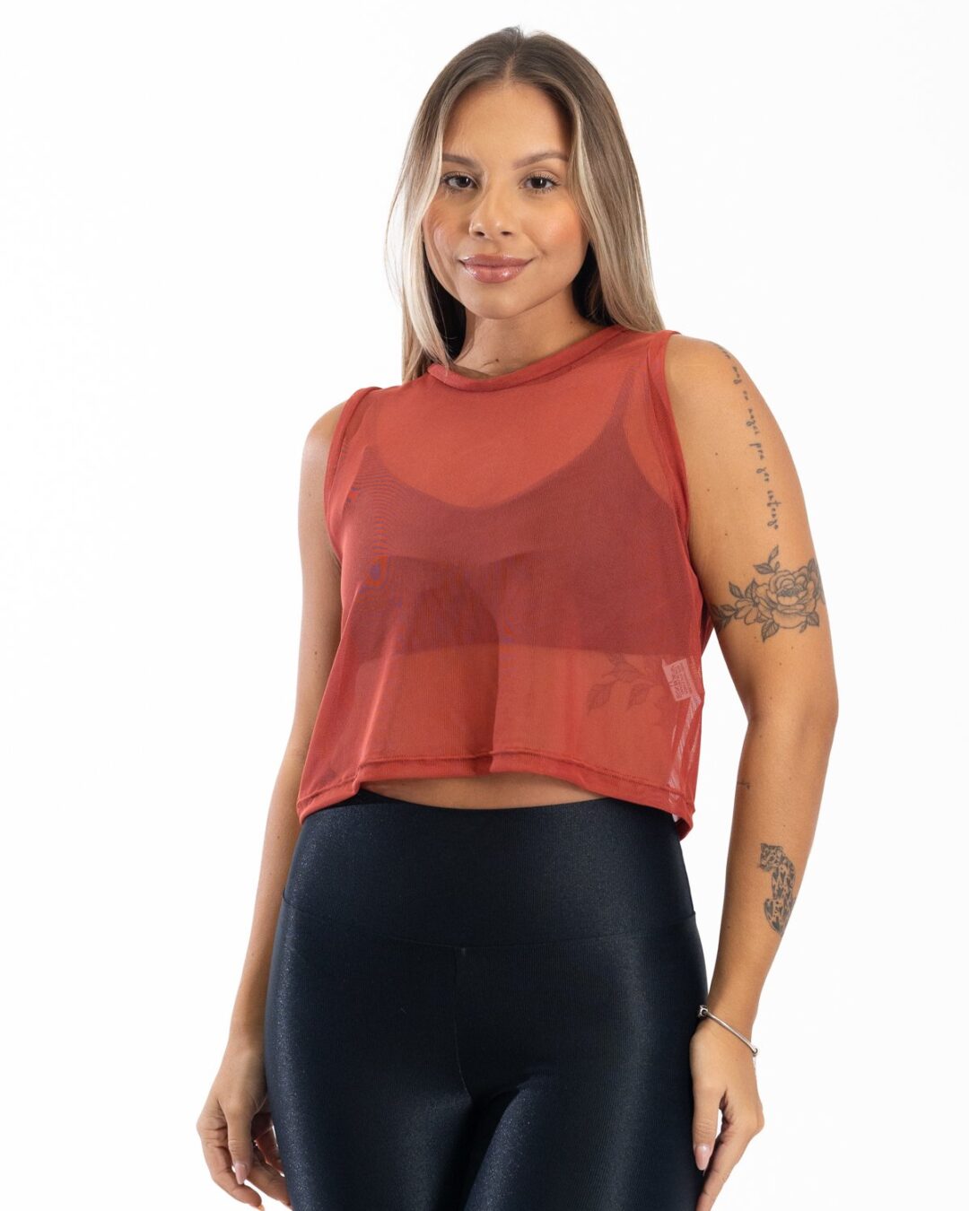 Cropped Regata de Tule - Cobre - Único