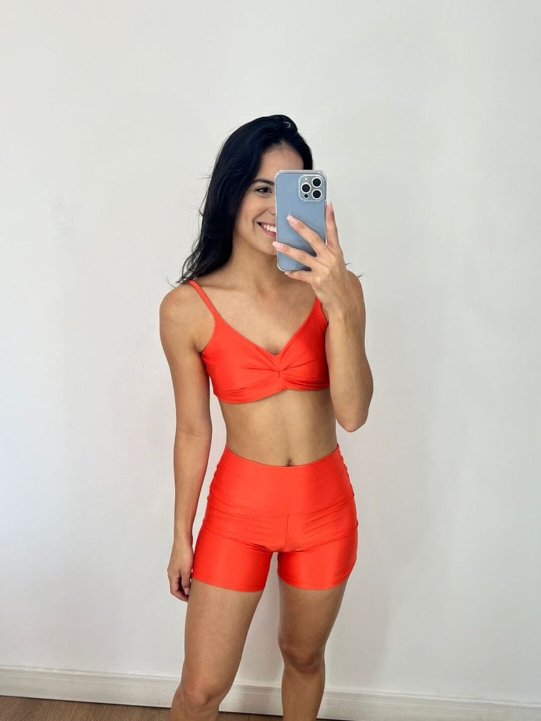 Short Básico + Top Lívia - Compressão Laranja
