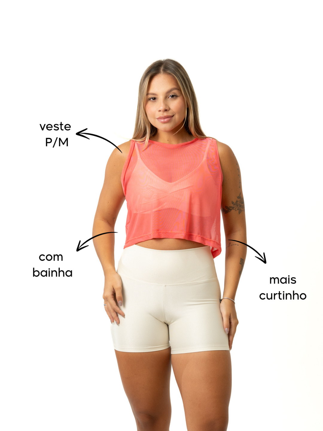 Cropped Regata de Tule - Salmão - Image 2