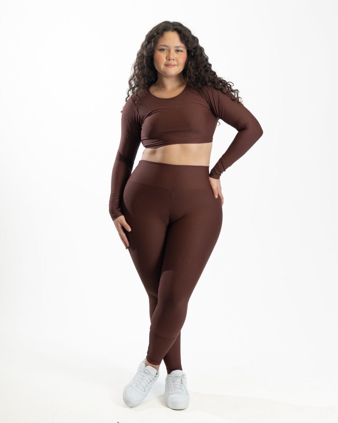 Legging Básica + Top Alice Manga Longa - Light Café