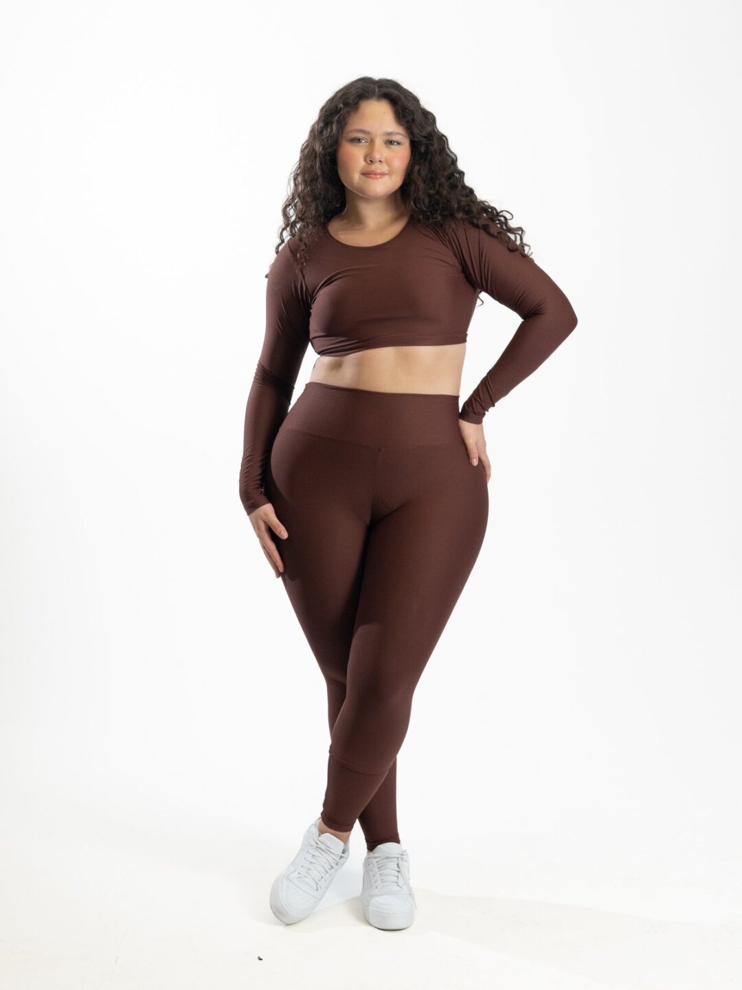 Legging Básica + Top Alice Manga Longa - Light Café