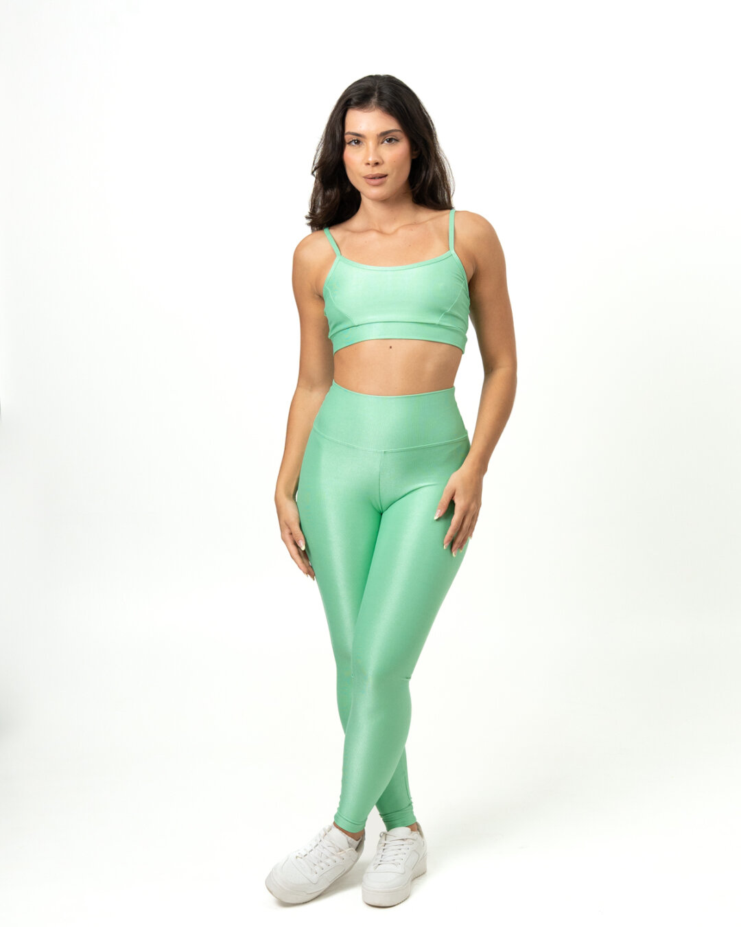 Legging Básica + Top Manu – Compressão Verde Erva Doce