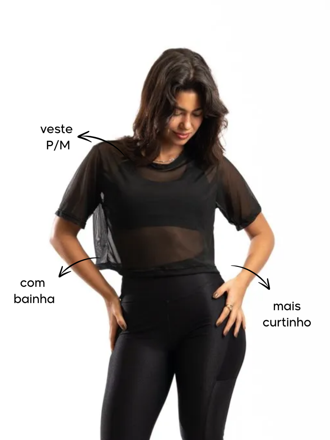 Cropped de Tule - Preto - Image 2