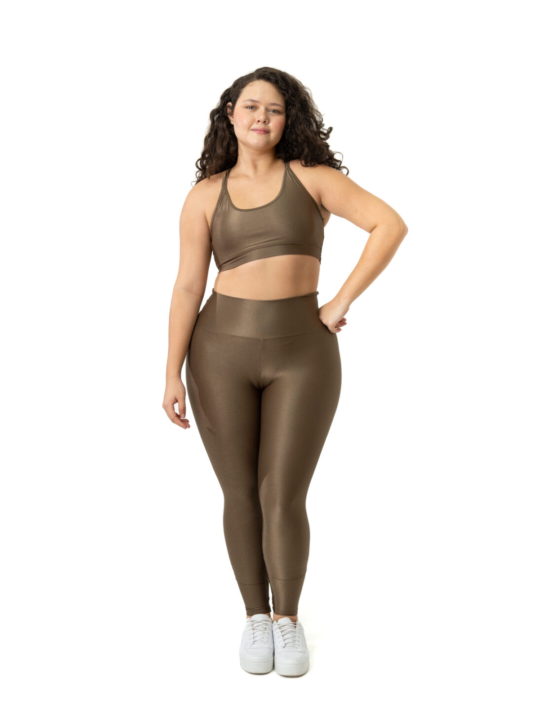 Legging Básica + Top Luna – Compressão Castanho