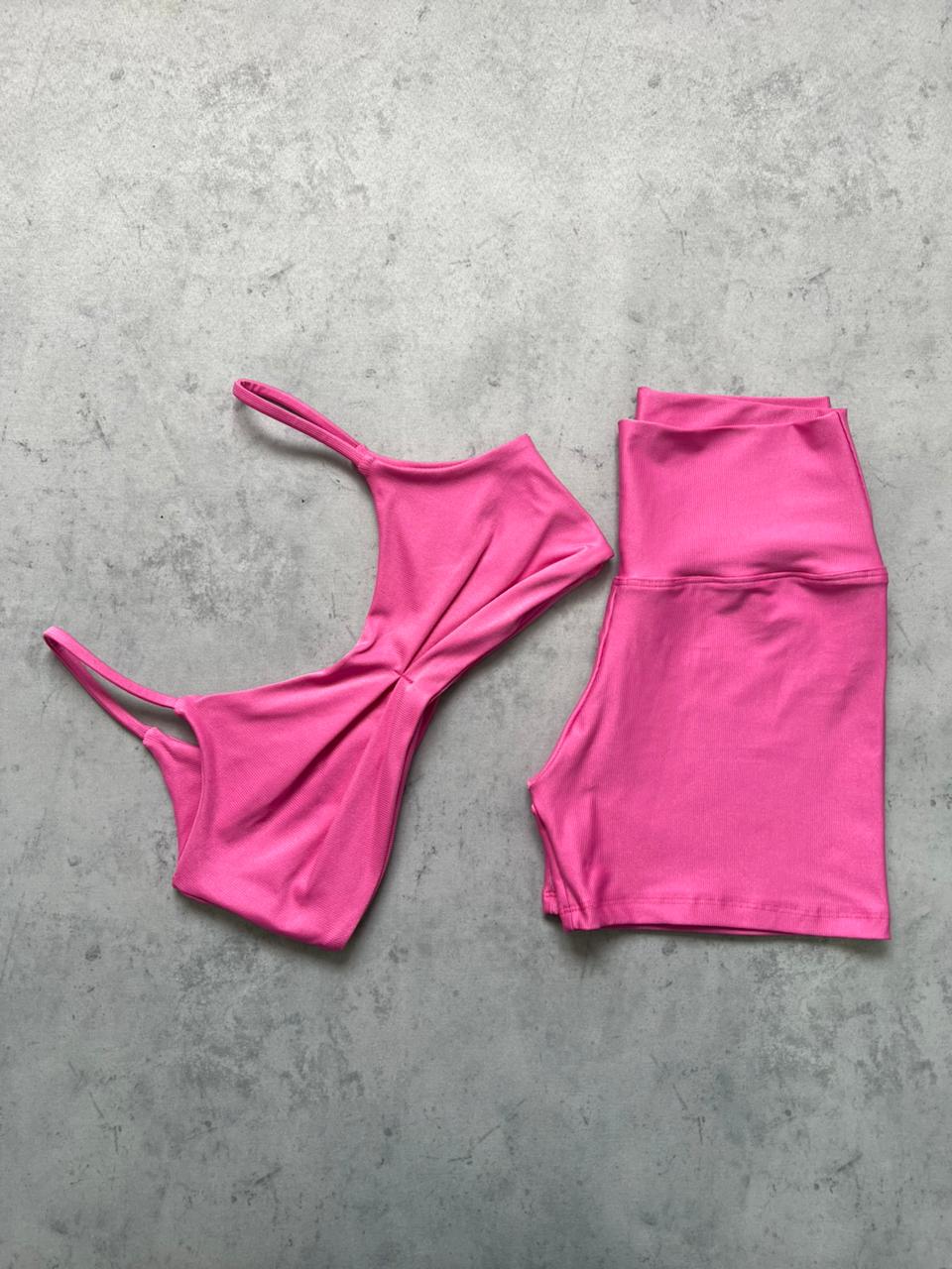 Short Básico + Top Lívia - Compressão Rosa Penélope