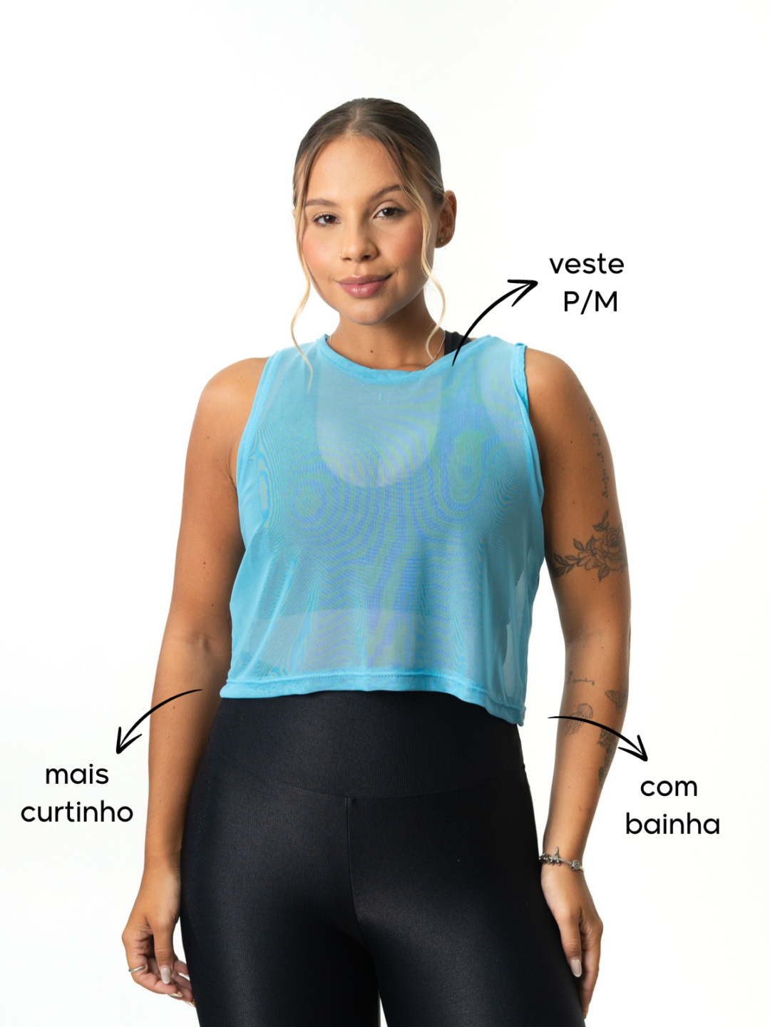 Cropped Regata de Tule - Azul Piscina - Image 2