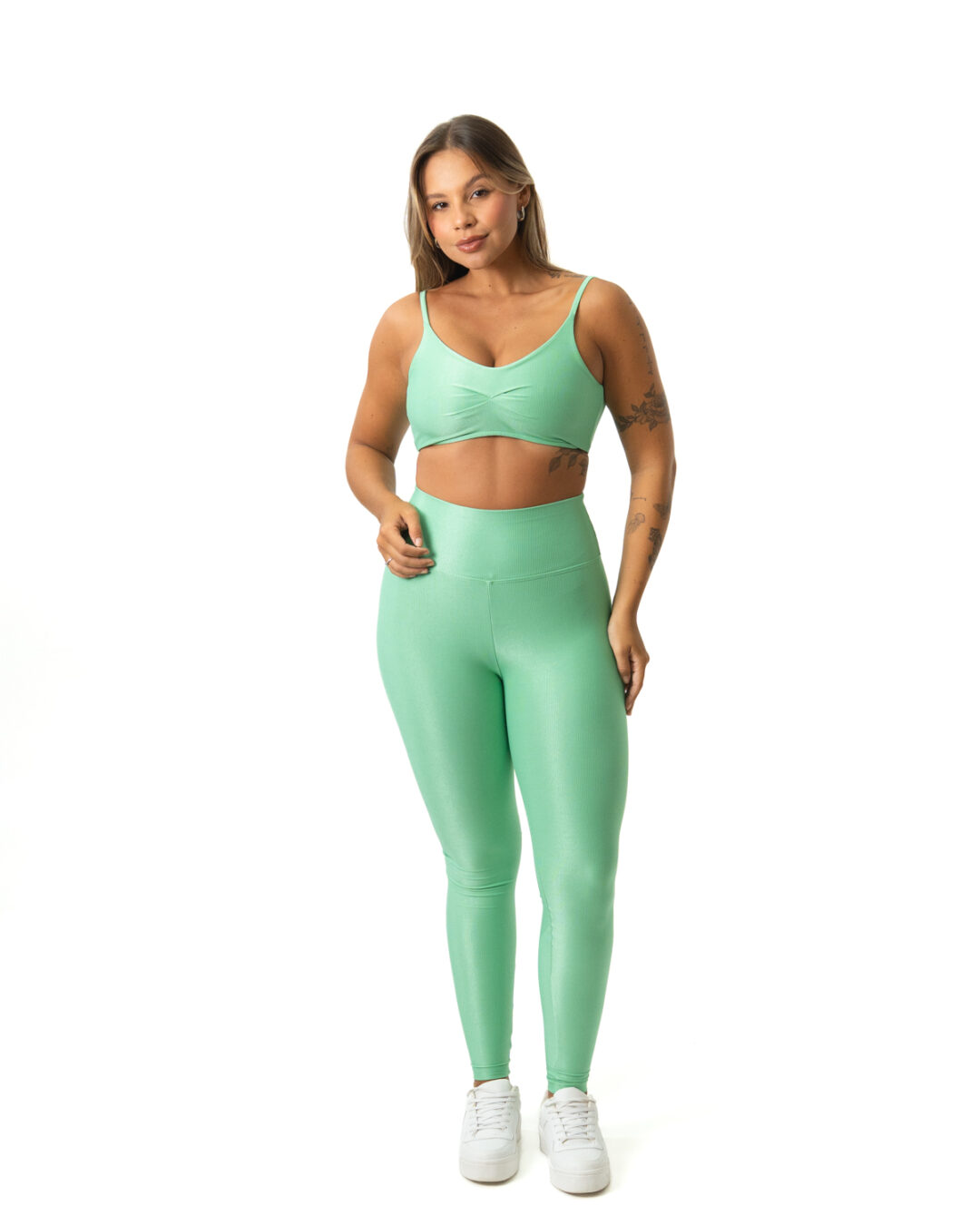 Legging Básica + Top Lívia - Compressão Verde Erva Doce