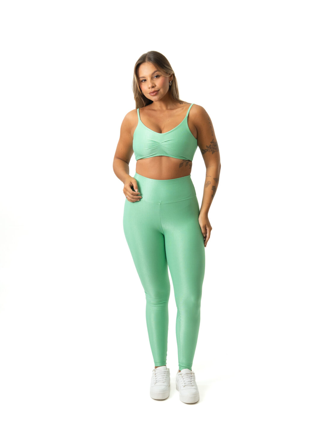 Legging Básica + Top Lívia - Compressão Verde Erva Doce