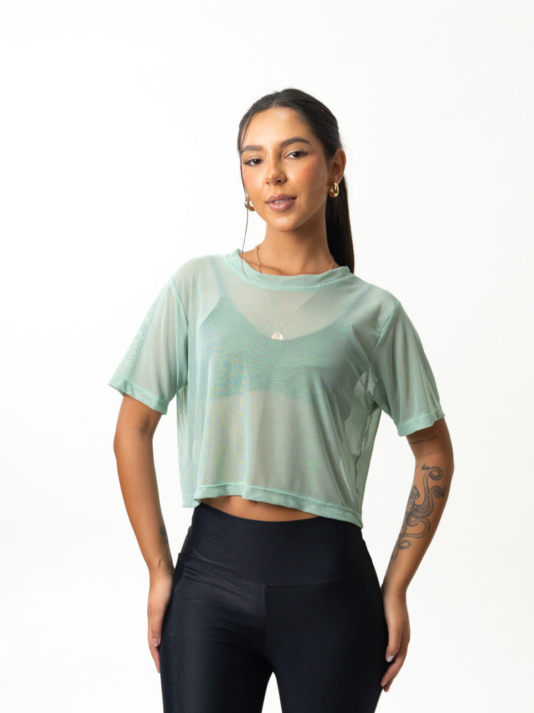 Cropped de Tule - Verde Hortelã
