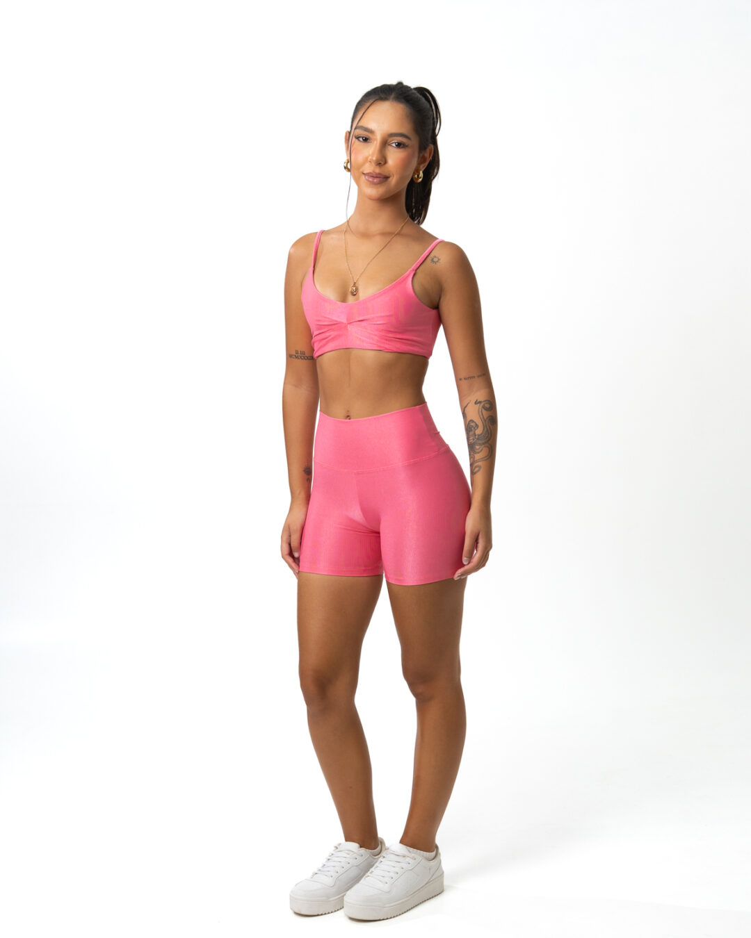 Short Básico + Top Lívia - Compressão Rosa Flamingo