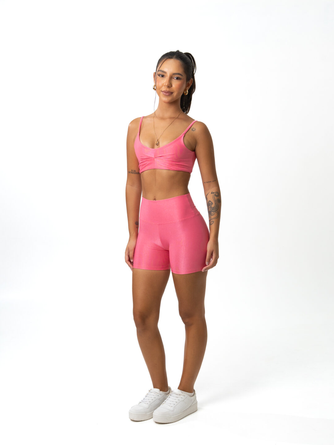 Short Básico + Top Lívia - Compressão Rosa Flamingo