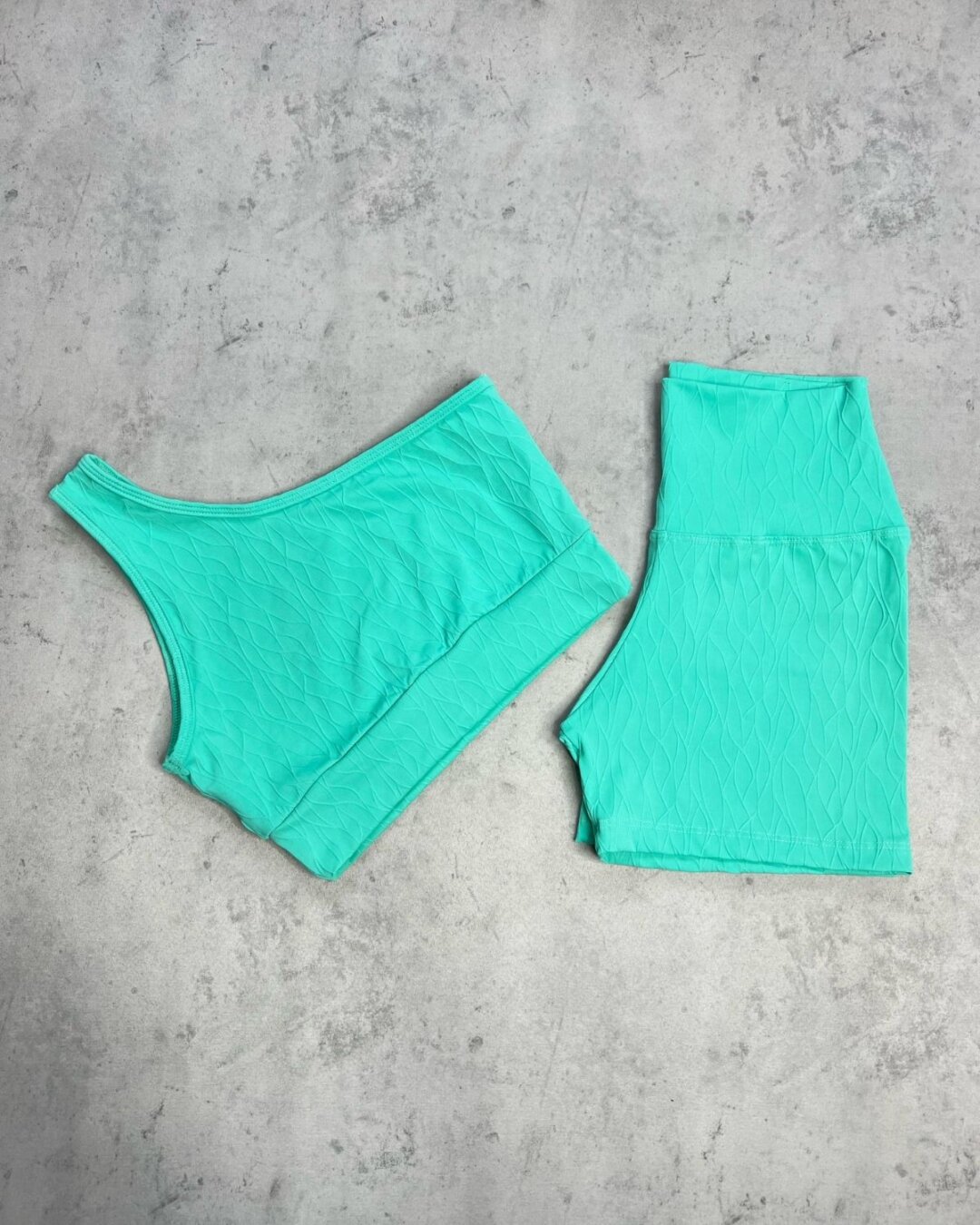Short Básico + Top Sophia - Textura Maré Verde Água