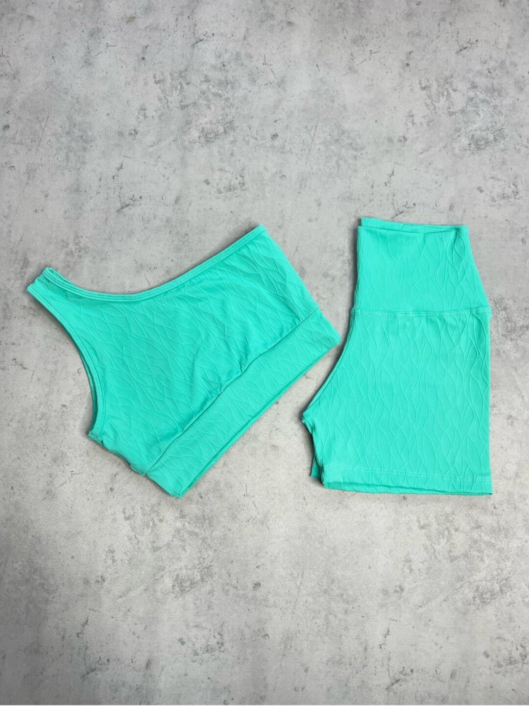 Short Básico + Top Sophia - Textura Maré Verde Água