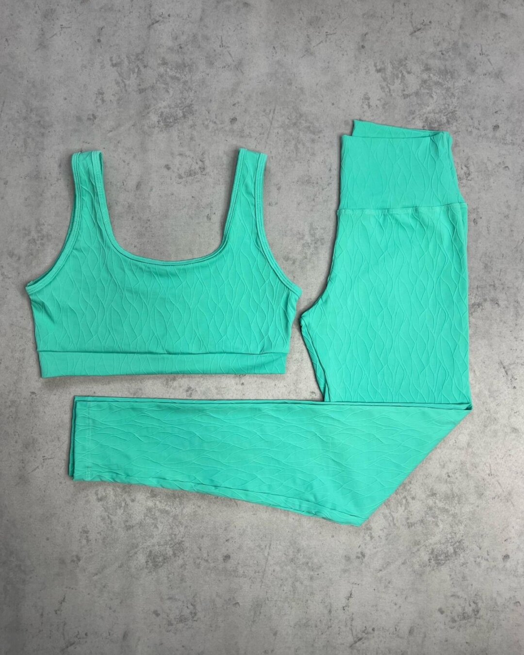 Legging Básica + Top Anna - Textura Maré Verde Água