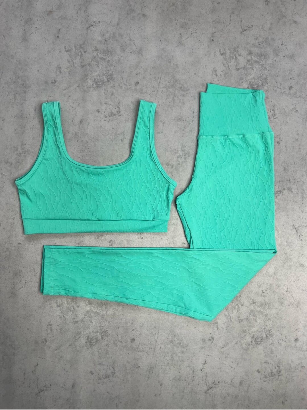 Legging Básica + Top Anna - Textura Maré Verde Água