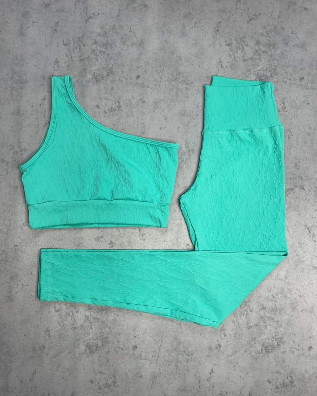 Legging Básica + Top Sophia - Textura Maré Verde Água