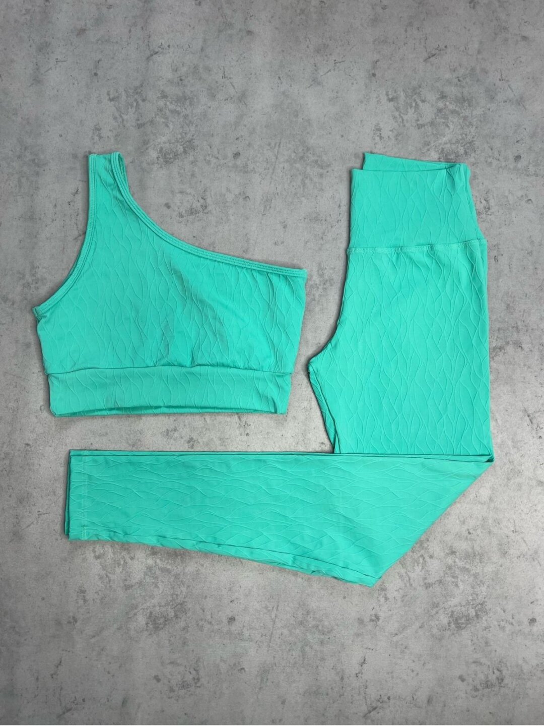 Legging Básica + Top Sophia - Textura Maré Verde Água