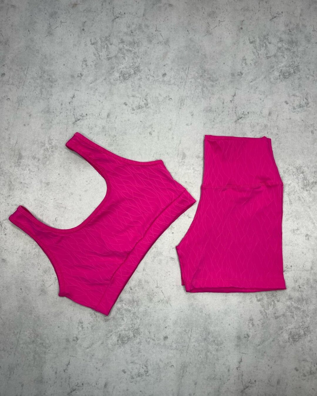 Short Básico + Top Anna - Textura Maré Rosa Pink
