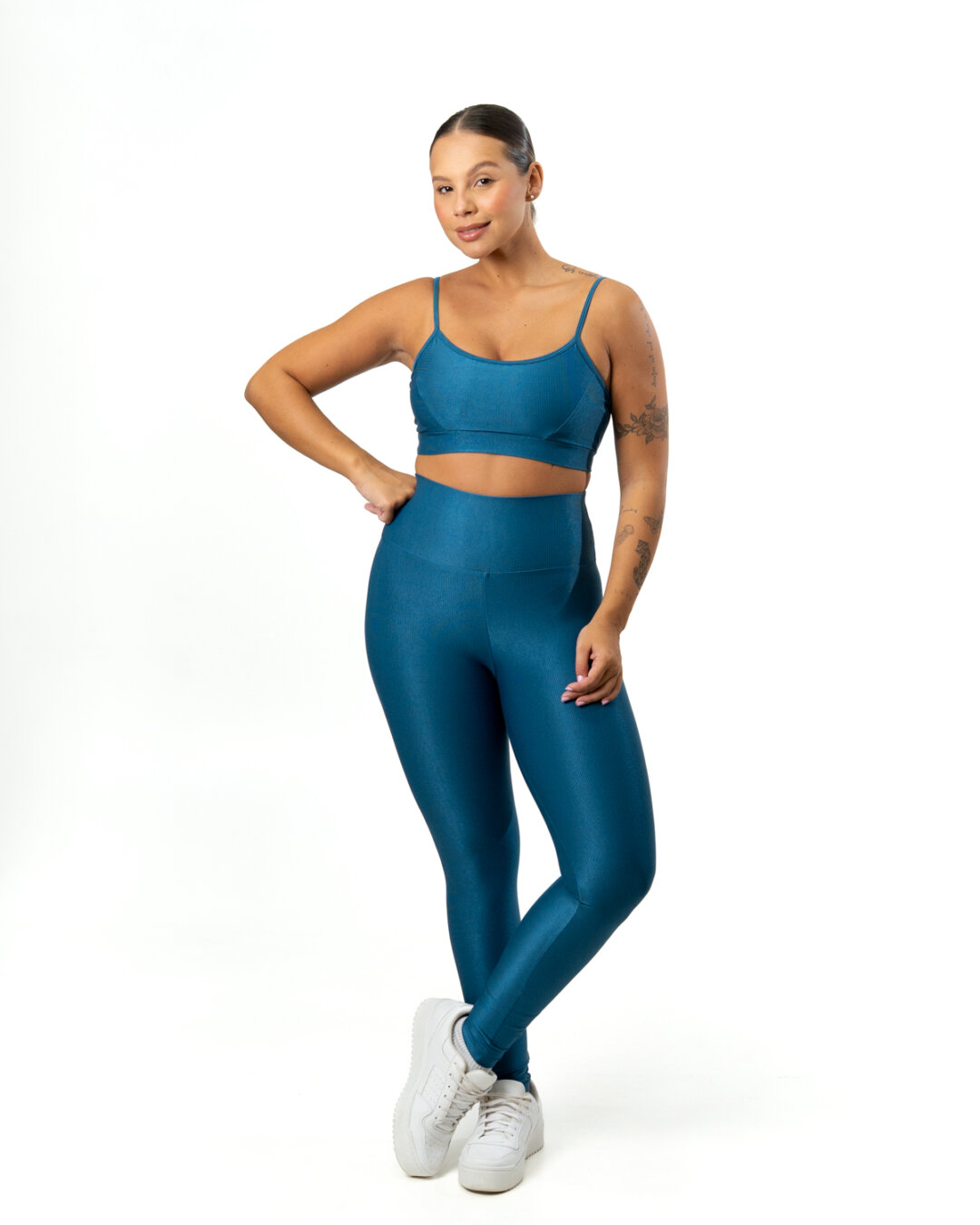 Legging Básica + Top Manu – Compressão Azul Petróleo