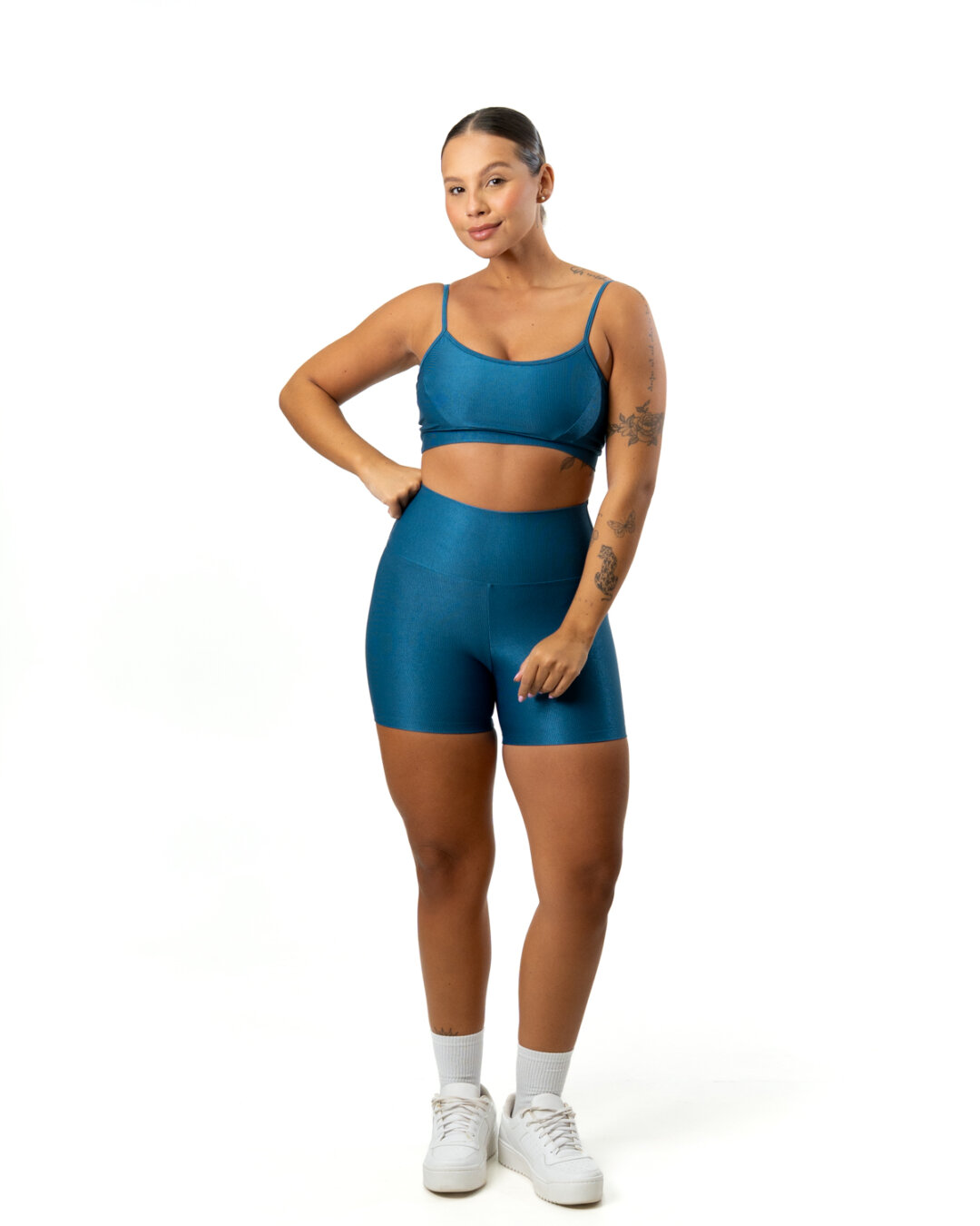 Short Básico + Top Manu - Compressão Azul Petróleo