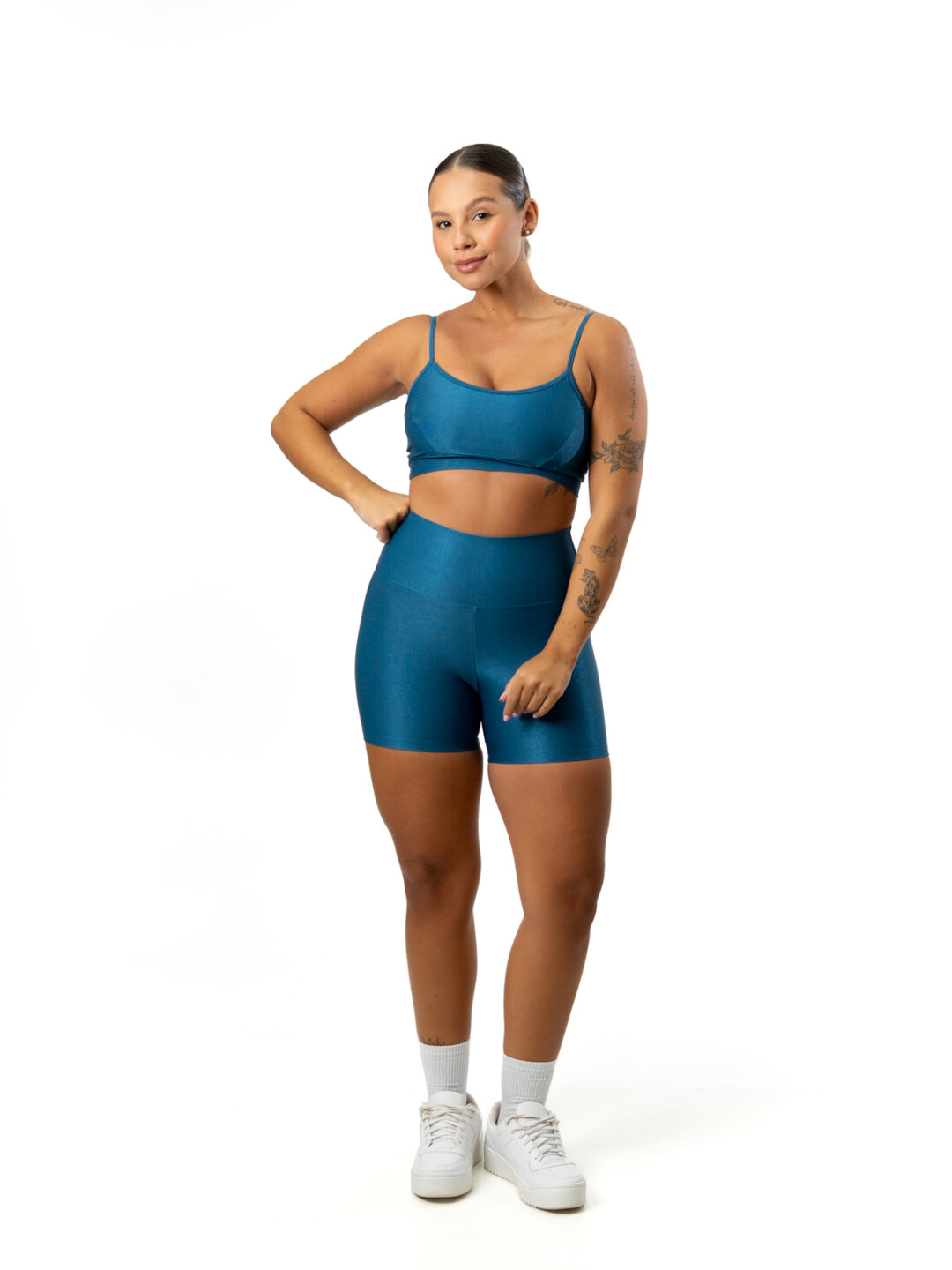 Short Básico + Top Manu - Compressão Azul Petróleo