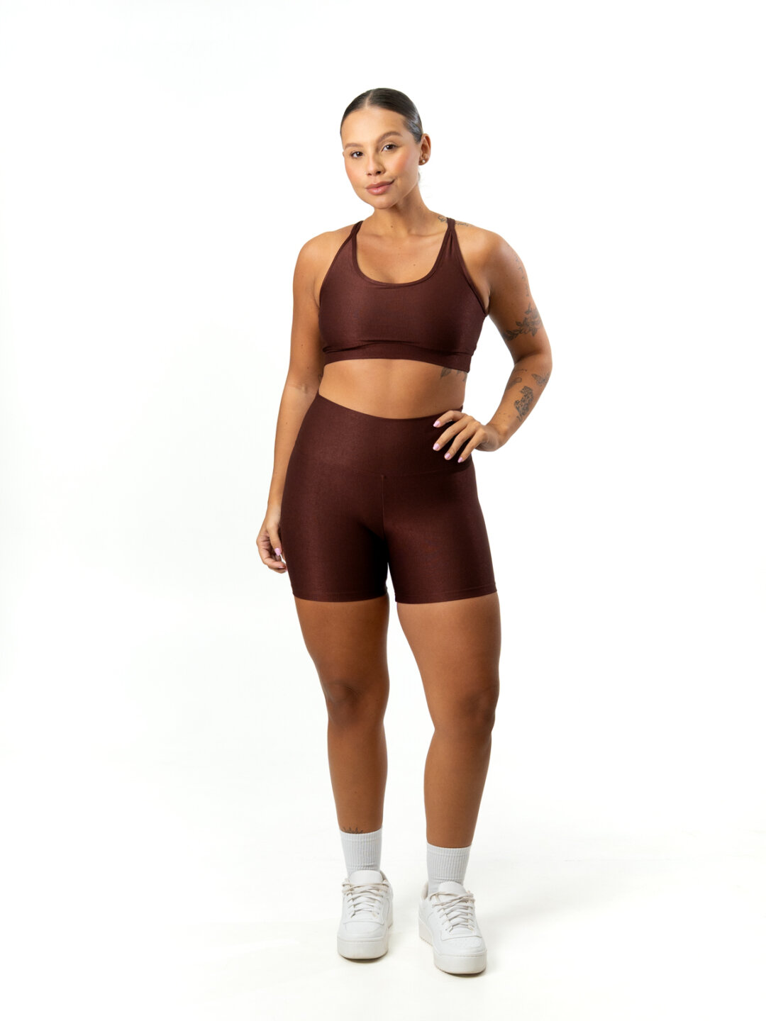 Short Básico + Top Luna - Compressão Cacau