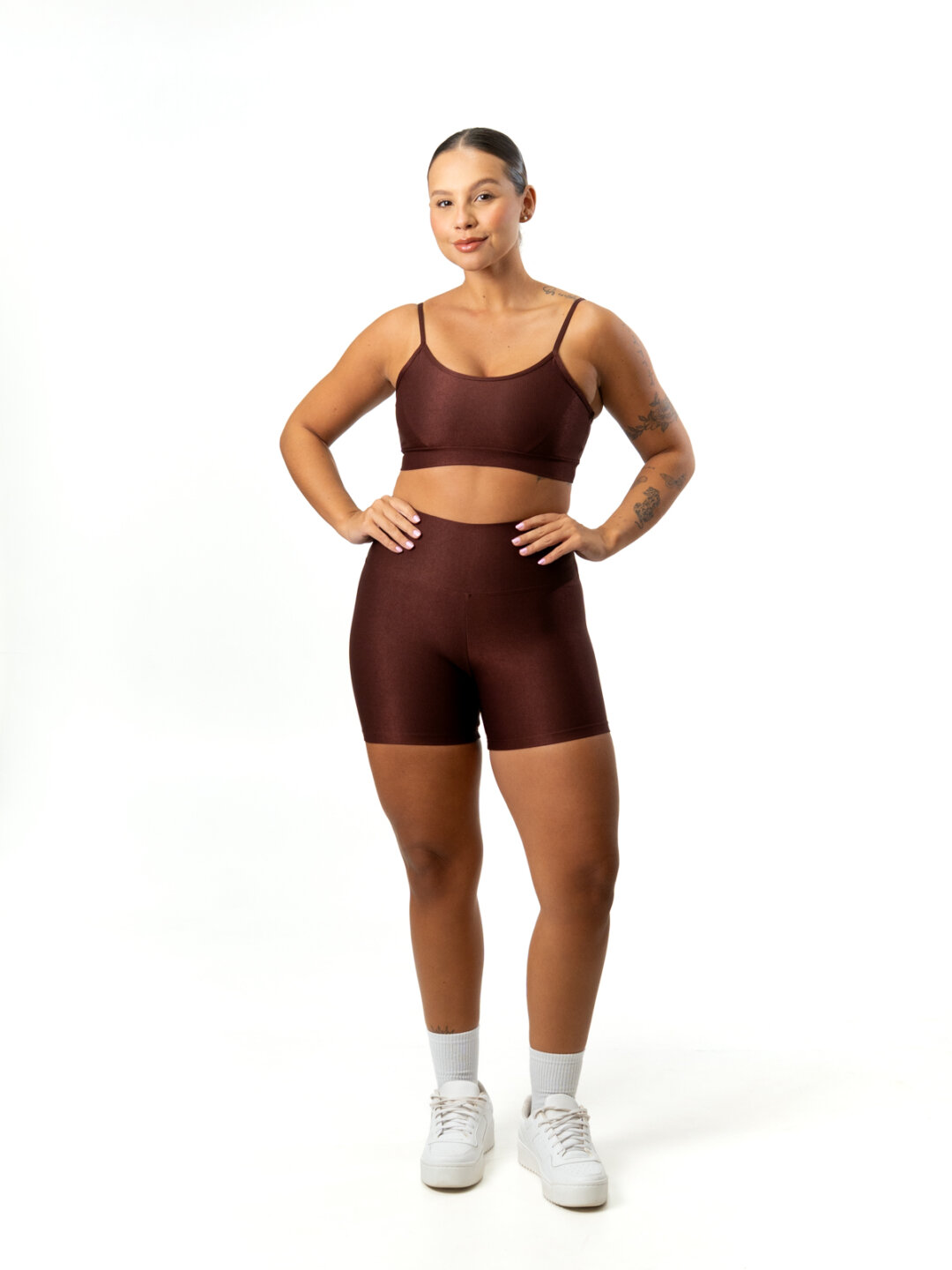 Short Básico + Top Manu - Compressão Cacau