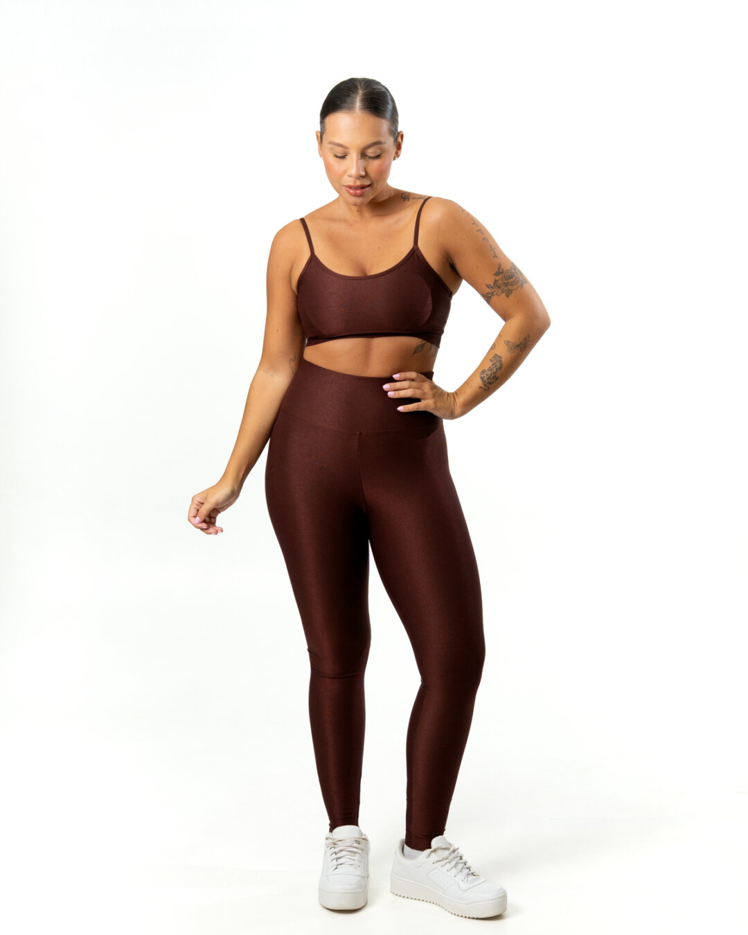 Legging Básica + Top Manu - Compressão Cacau - M