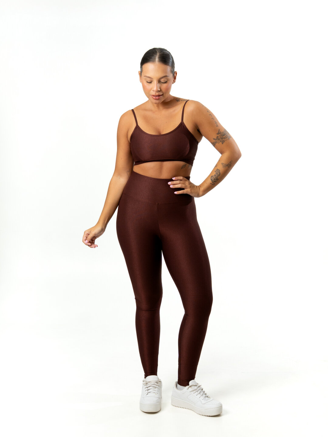 Legging Básica + Top Manu - Compressão Cacau
