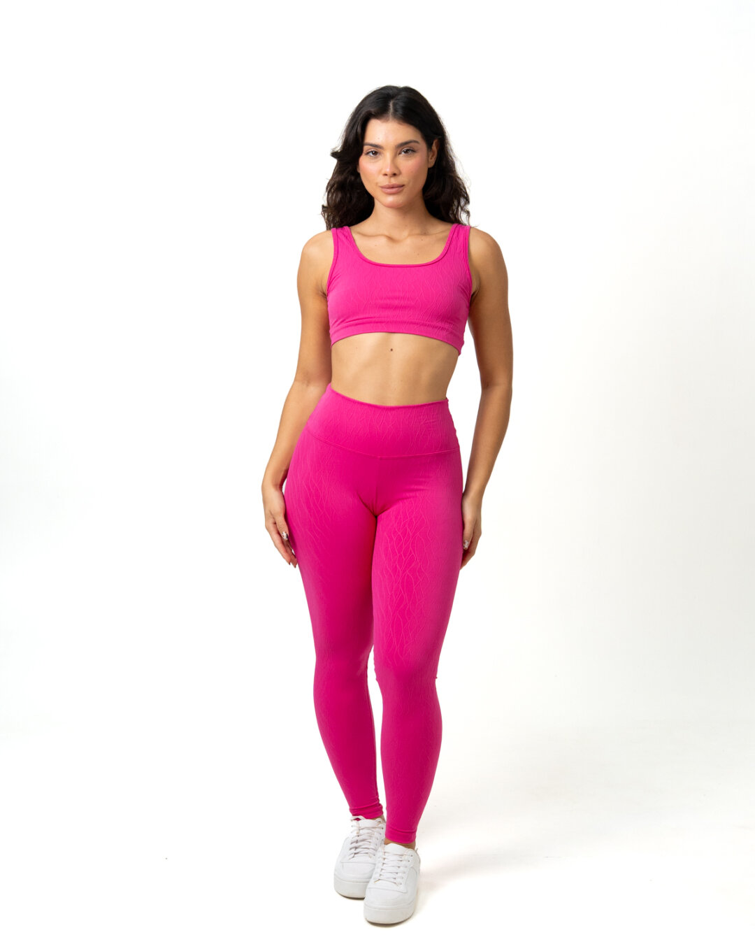 Legging Básica + Top Anna - Textura Maré Rosa Pink