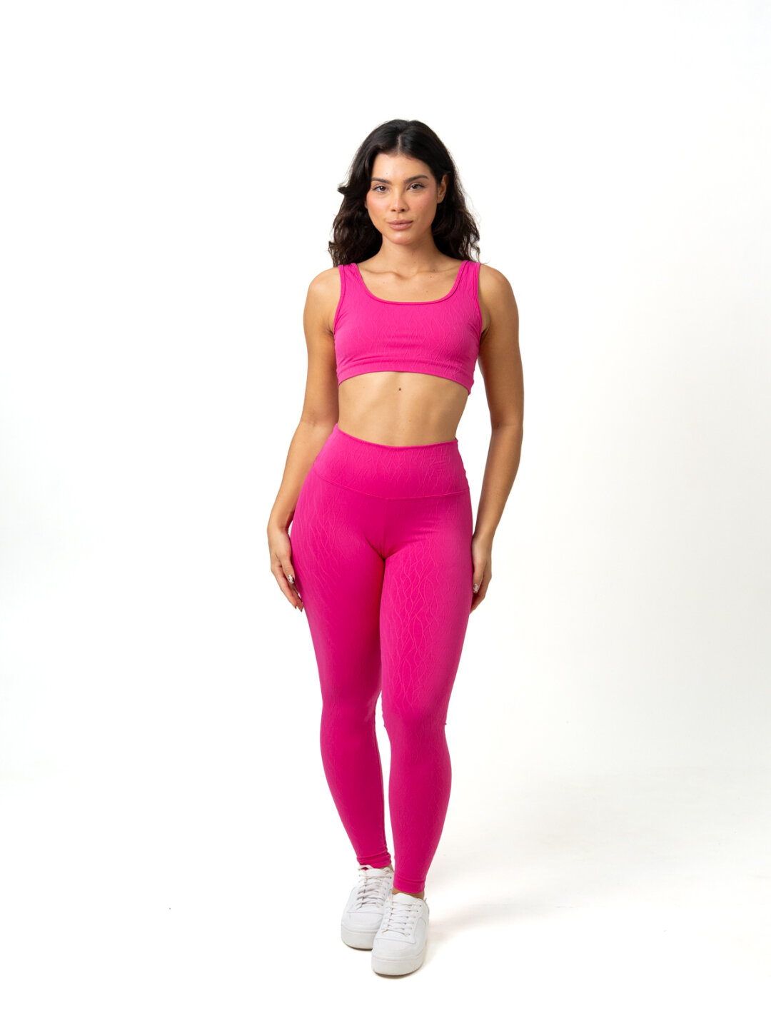 Legging Básica + Top Anna - Textura Maré Rosa Pink