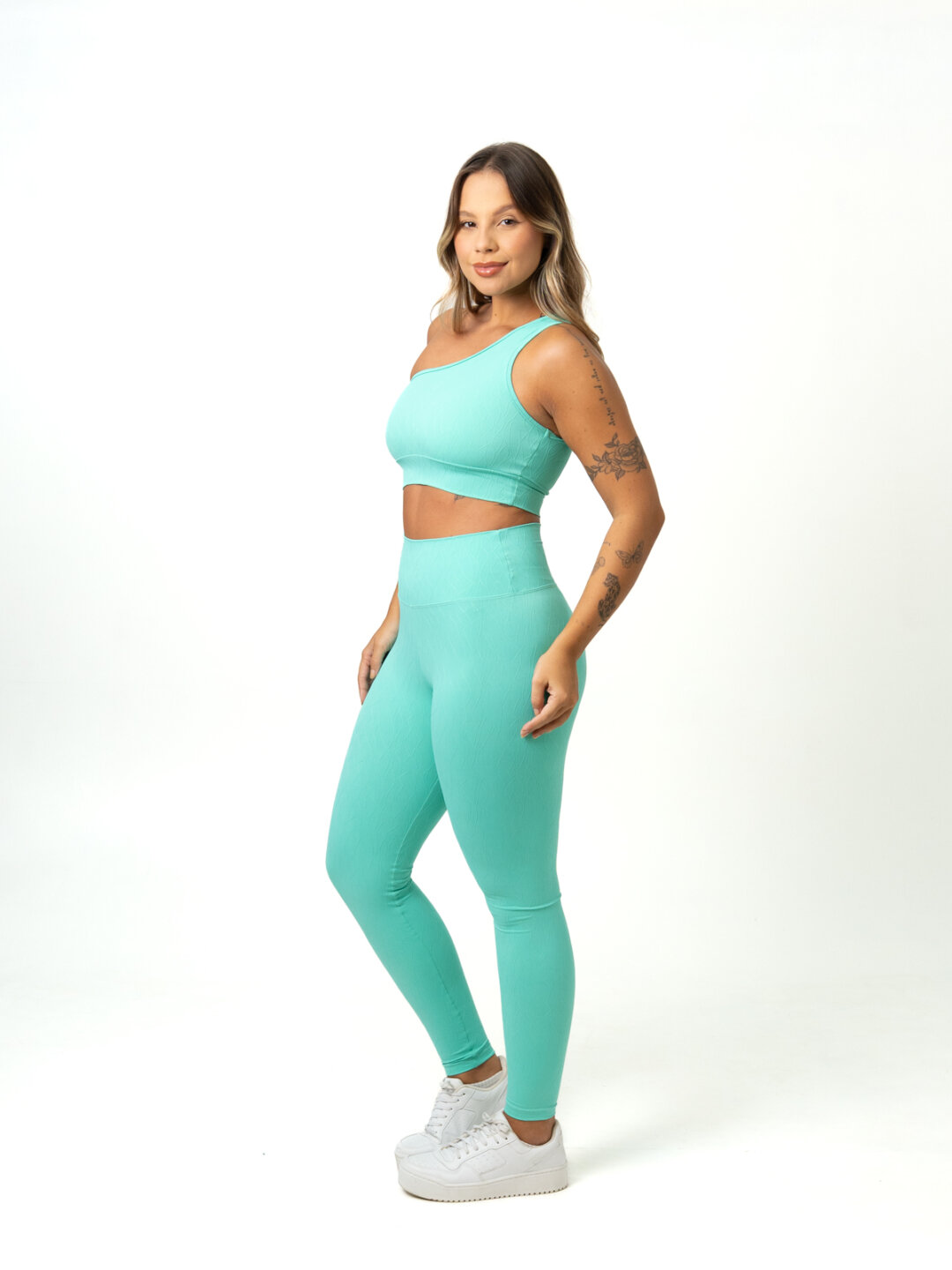 Legging Básica + Top Sophia - Textura Maré Verde Água - Image 3
