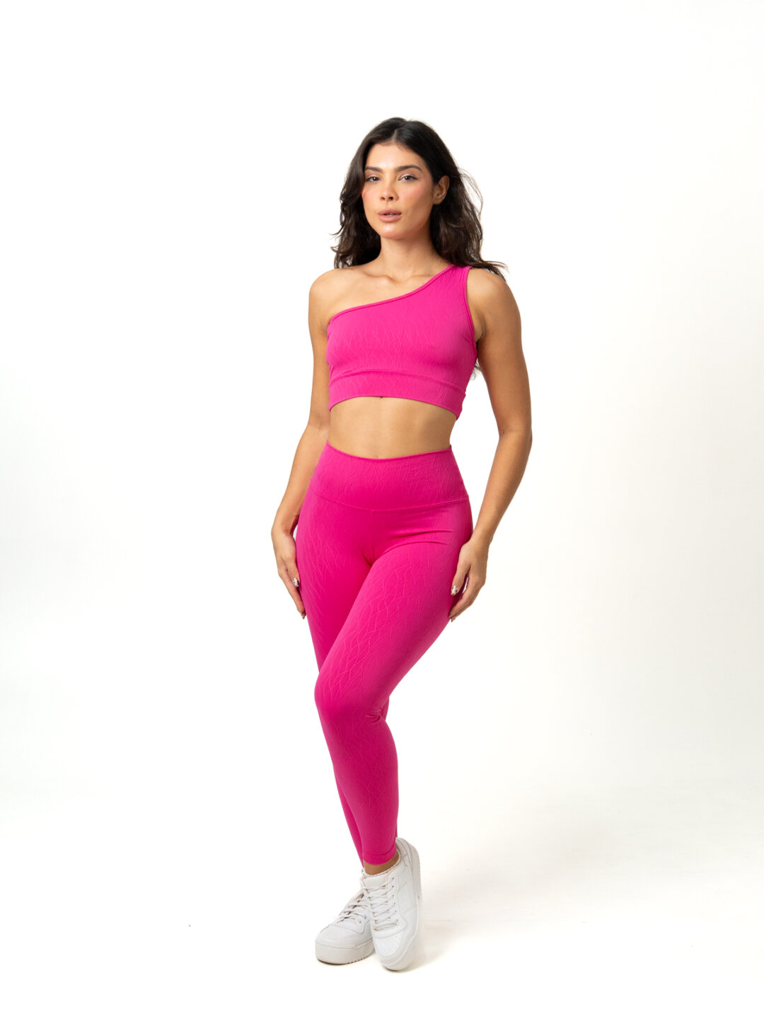 Legging Básica + Top Sophia - Textura Maré Rosa Pink