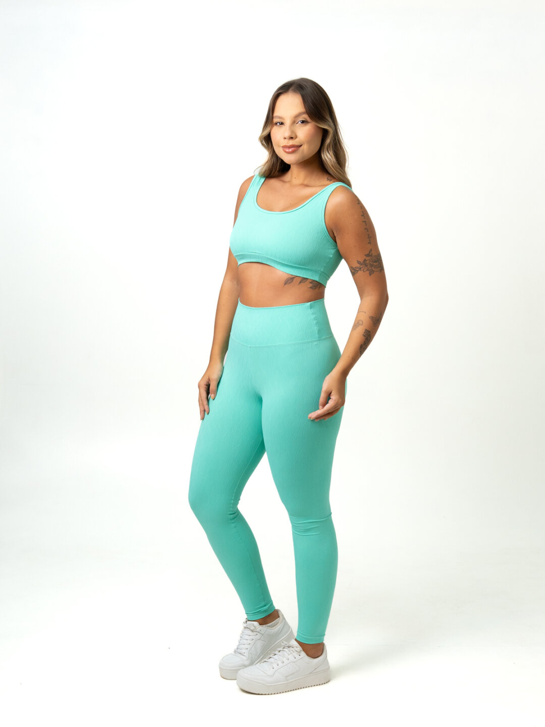 Legging Básica + Top Anna - Textura Maré Verde Água - Image 3