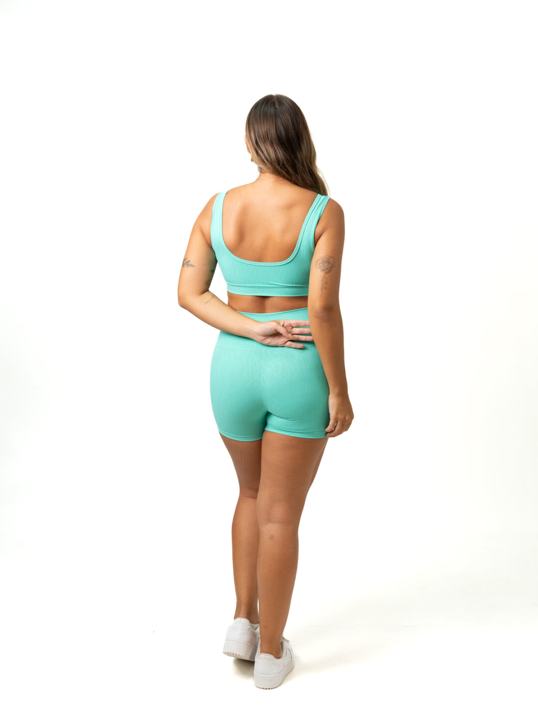 Short Básico + Top Anna - Textura Maré Verde Água - Image 2