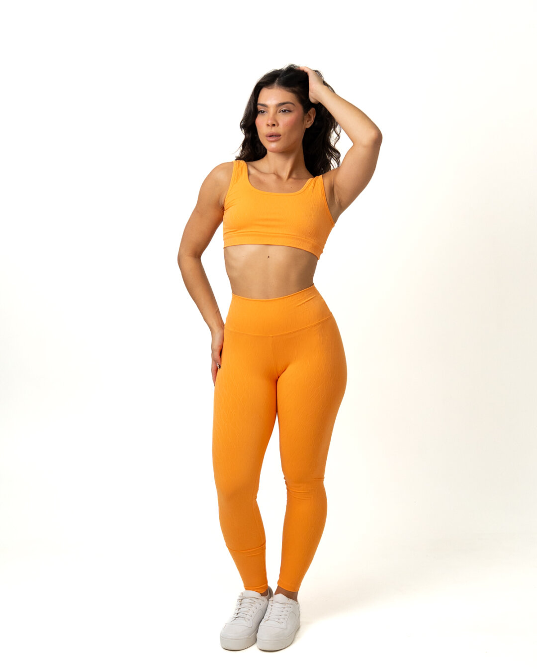 Legging Básica + Top Anna - Textura Maré Laranja