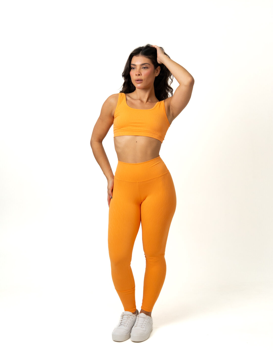 Legging Básica + Top Anna - Textura Maré Laranja