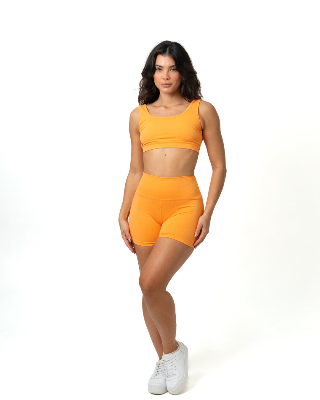 Short Básico + Top Anna - Textura Maré Laranja
